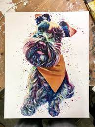 Get A Custom Made Pet Portrait A One Of A Kind Painting Personalized With Your Pet Or Someone Else S Pet Fo Pet Portrait Paintings Schnauzer Art Pet Portraits