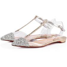 Christian Louboutin Nosy Flat 695 Liked On Polyvore Featuring Shoes Flats Version Silver Ch Silver Flat Shoes Silver Glitter Shoes Metallic Flats Shoes