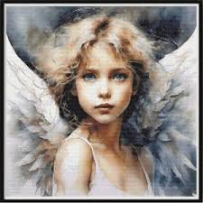 Full Coverage Counted Cross Stitch Pattern Girl Child Angel Watercolor  Instant Download Pattern Keeper Mark-up R-XP Compatible Print at Home