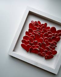 Love Hearts Modern Wall Art Sculptural Ceramic Tile Red Heart Home Decor Valentines Day Gift For Her Ceramic Wall Art Metal Tree Wall Art Modern Wall Art