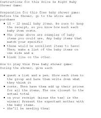 Instructions For The Price Is Right Baby Shower Game Free Baby Shower Games Baby Shower Baby Shower Games