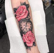 Pocket Watch And Roses By Nik Carr Clock And Rose Tattoo Pink Rose Tattoos Rose Tattoos