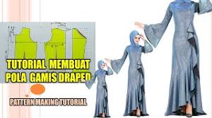 Pola jiplak pola silahkan digunting sendiri dari kertas duslak buruan pola instant berbagai model dari anak anak sampai dewasa, cowok cewek. Pecah Pola Gamis Brokat Drapery Pattern Making Tutorial Cute766