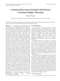 Friday, 2 december 2016, 2:12 pm. Pdf Teaching Intervention Strategies That Enhance Learning In Higher Education