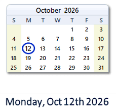 Oct 12, 2026: Holidays, Top Events, Sports & Countdown - USA