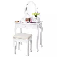 The detachable top of the vanity table makes it to be a vanity table or a writing table according to your preference. Costway White Vanity Table Jewelry Makeup Desk Bench Dresser Stool 3 Drawers Dressers Aliexpress