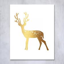Amazon Com Deer Gold Foil Art Print 8x10 Or 5x7 Reindeer Winter Animal Metallic Holiday Poster Modern Modern Christmas Art Gold Foil Art Print Gold Foil Art