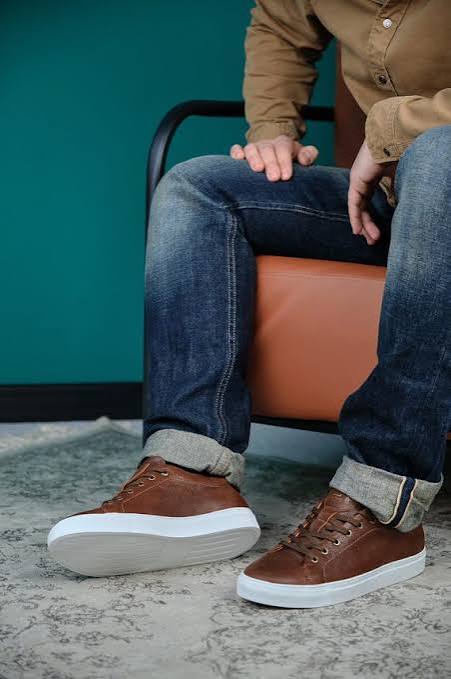 Brown Leather Sneakers With White Real Rubber Margom Sole, Minimalist  Handmade Tennis Shoes, Casual Comfort Men Low-top Trainers / Seaway - Etsy