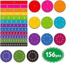 12 Color Coded 156pcs Counting Math Toys Zazzykid Magnetic Tiles Circles Fraction Set