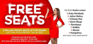 Have the chance to fly across the globe at the most affordable fares. Airasia Free Seats Sale 2017 Airasia Promotions