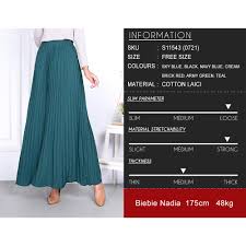 39 inch free size : Ready Stock Skirt Labuh Muslimah Kembang Kain Cotton Laici Muslimah Pleated Solid Long Skirt