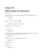 What is the name for the side y in this triangle? Chapter 8 Test Chapter Test Right Triangles And Trigonometry Results Of The Quiz 1 Compare The Quantity In Column A With The Quantity In Column B The Course Hero