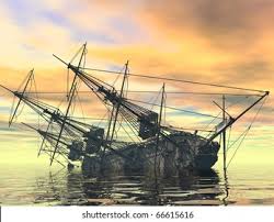 sinking pirate ship hd stock images