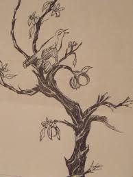 Artistic Bird On Tree Drawing Pin By Philip On Drawings Tree Sketches Art Pages Tree Drawing