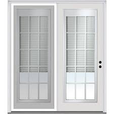 Mmi Door Internal Mini Blinds 64 In X 80 In Blinds Between The Glass Fiberglass Left Hand Inswing Double Door Center Hinged Patio Door With Screen Lowes Com Patio Doors Fiberglass Patio Doors Patio Door Blinds