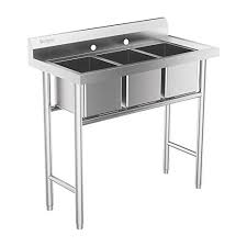 Find great deals on ebay for stainless steel utility sink. Bonnlo 3 Compartment 304 Stainless Steel Utility Sink Commercial Grade Laundry Tub Culinary Sink For Outdoor Indoor Buy Online In Dominica At Dominica Desertcart Com Productid 100221284