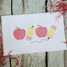 Saree border projects for embroidery designs drawing pencil sketch. Back To School Apple Pencil Embroidery Sketch Design Digital Download