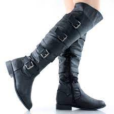 Womens Thigh High Boots Over The Knee Motorcycle Biker Riding Moto Flat Heel 10 Handmade Motorcycle Womens Thigh High Boots Boots Thigh High Boots