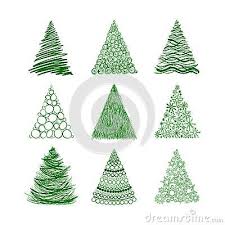 Set Of Nine Christmas Trees Isolated On White Background Christmas Doodles Christmas Cards Handmade Christmas Art