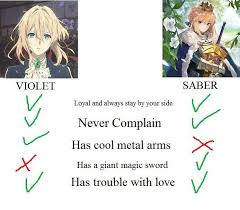The Difference Between Violet And Saber Violet Evergarden Anime Anime Crossover Anime Nerd