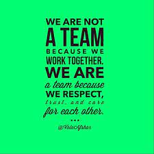 We Are Not A Team Because We Work Together We Are A Team Because We Respect Trust And Care Fo Best Teamwork Quotes Inspirational Teamwork Quotes Team Quotes