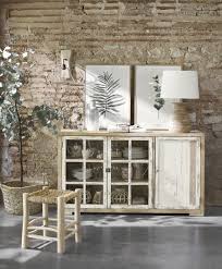 Kinfolk Buffet 3 Portes En Pin Recycle Blanc Et Verre Trempe H85 X L150 X P45 Cm En 2020 Decoration Interieure Decoration Interieure Et Exterieure Mobilier De Salon