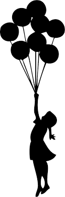 Girl With Balloons Silhueta Retrato Desenhos Vetorizados Giz De Cera