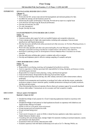 Higher Education Resume Samples Velvet Jobs