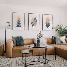 Blue Yellow Geometric Print Geometric Wall Art Set Of 3 Wall Art Minimalist Poster Printable Home Decor Living Room Decor Modern Simple Living Room Apartment Living Room