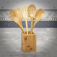 Check spelling or type a new query. Bamboo Set Of 6 Cooking Utensils And Serving Accessories With Holder Ehc
