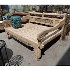 Balinese Teak Carved Daybed Custom Cushions Available In Your Choice Of Indoor Or Outdoor Fabric Teak Patio Furniture Balinese Decor Balinese Interior