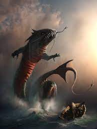 Sea monsters of the scottish highlands // retro book cover // vintage inspired fantasy almanac with teal and sea green loch ness monster. The Art Of Animation Sea Monsters Mythical Creatures Sea Creatures