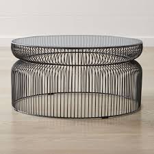Spoke Glass Graphite Metal Coffee Table Reviews Crate And Barrel Round Glass Coffee Table Glass Coffee Table Wire Coffee Table