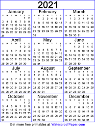 Year 2021 printable yearly and monthly calendars with holidays and observances. 2021 Free Printable Calendars Easy To Print