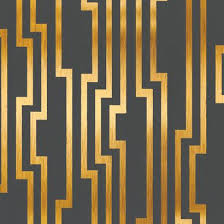 Teeth, tongue, cheeks and gums. Velocity Charcoal Gold Art Deco Wallpaper