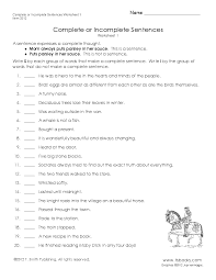 Complete Or Incomplete Sentences Worksheet 1 Incomplete Sentences Phrases And Sentences Writing Complete Sentences