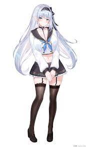 Anime Anime Girls Sora72iro Artwork Elves Long Hair Silver Hair Blue Eyes  School Uniform Thigh Highs Wallpaper - Resolution:1958x3331 - ID:1296943 -  wallha.com