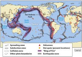 Locations Of Earthquakes And Volcanoes A Ring Of Fire Circles The Pacific Ocean Along Plate Boundaries Volcano Activities Subduction Subduction Zone