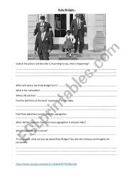 Why did ruby have to be in a classroom by herself? Ruby Bridges Esl Worksheet By Irtys