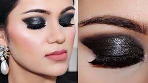 3 step shimmery black smokey eye makeup