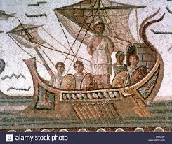 Ulysse Odysseus Attache Au Mat De Son Navire Pour Le Sauver De La Sirene Odyssee D Homere Poeme Grec Epique Mosaique Romaine 3e Siecle Tunis Photo Stock Alamy