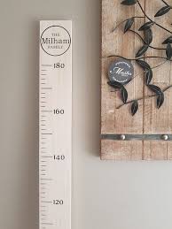 Personalised Family Timber Height Chart Wooden Growth Ruler White Wash