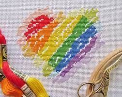 Spread the love and show your support with these lgbtqia+ pride cross stitch patterns: Rainbow Heart Cross Stitch Pattern Simple Modern Counted Cross Stitch Chart Easy Beginner S Embr Simple Cross Stitch Cross Stitch Heart Cross Stitch Patterns