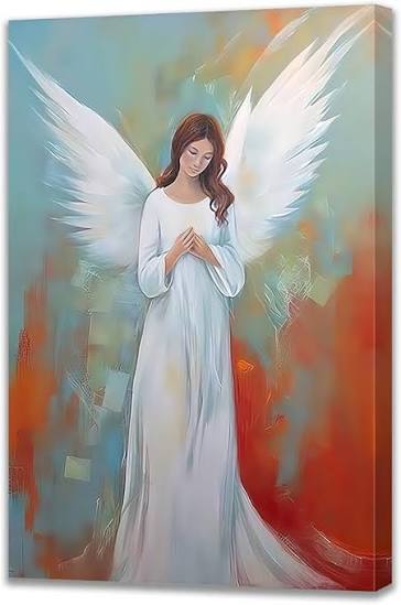 Amazon.com: QIXIANG Angel Canvas Wall Art Abstract White Angel Wings  Picture Prints Beautiful Angel Girl Bedroom Artwork Room Decor Framed（Angel  2，20.00" x 30.00"）: Posters & Prints