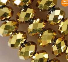 70pcs 5x8mm Gold Crystal Gemstone Loose Beads Faceted Gemstone Jewelry Crystals And Gemstones Jewelry Making Beads