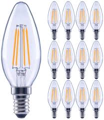 12 Pack 60 Watt Equivalent Led E12 Candelabra Base B11 Dimmable Clear Filament Vintage Style Light Bulb 2700k Warm White Decorative 60w Led Chandelier Ceiling Fan Bulbs Amazon Com