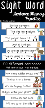 Sentence Fluency Strips Practice Sentence Fluency Sight Words Fluency