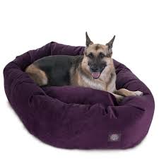 Dog beds come in all sorts of different shapes and sizes, from elevated canvas cot style beds to snuggly donut beds cover in thick faux fur. Majestic Pet Villa Velvet Bagel Dog Bed Machine Washable Aubergine Extra Large 52 X 35 X 11 Walmart Com Walmart Com