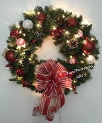520c19 Lighted Christmas Wreath Lighted Holiday Wreath Lighted Front Door Wreath By Ka Christmas Wreaths Christmas Wreaths With Lights Christmas Decorations