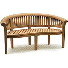 Deluxe Teak Banana Bench Curved Wooden Benches With 12cm Deep Scrolled Top Rail Jati Brand Quality Value Garden Seating Teak Bench Garden In The Woods